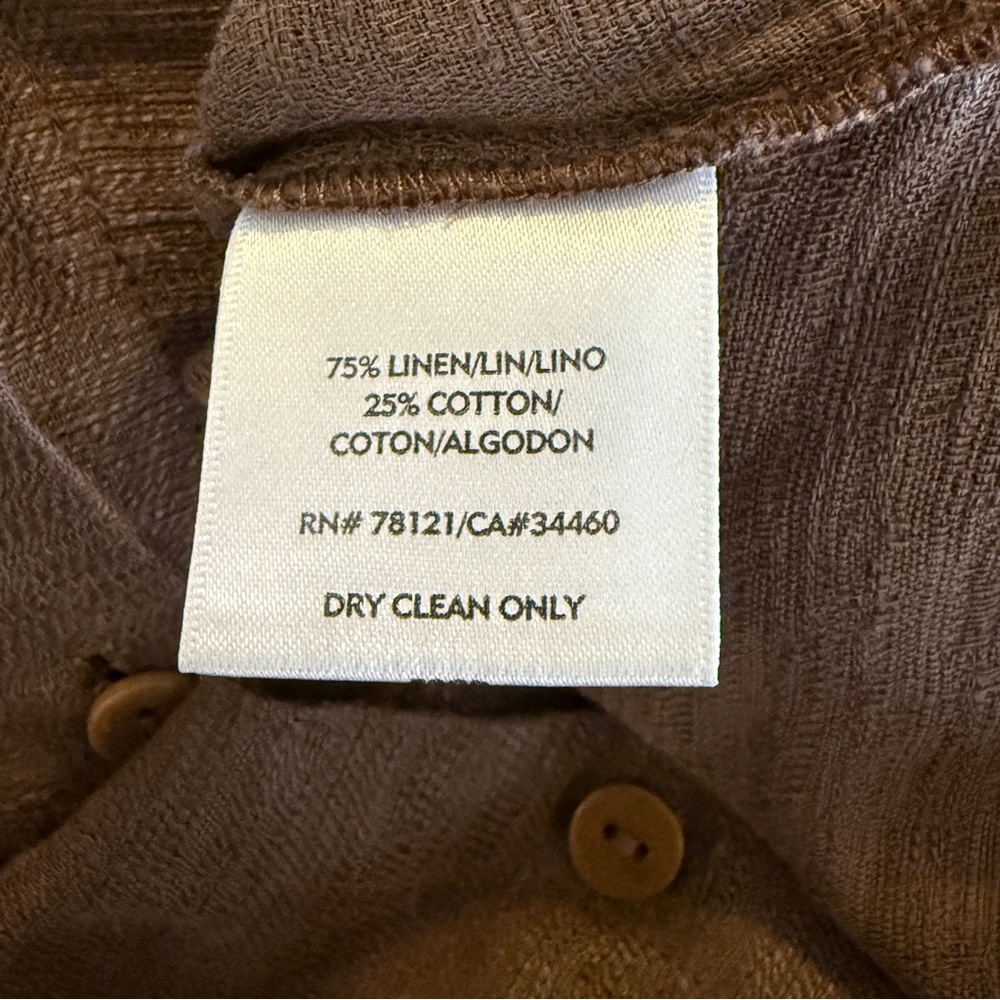 Eileen Fisher Brown Linen Shirt Women’s Size XS - Picture 7 of 11